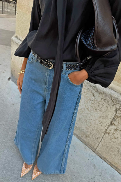 Braided Jeans - High Rise Wide Leg Denim | Never Fully Dressed New