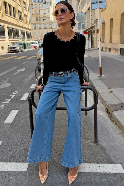 Braided Jeans - High Rise Wide Leg Denim | Never Fully Dressed New