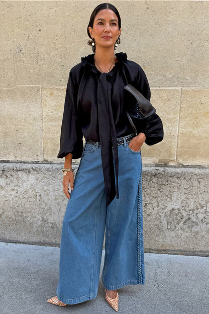 Braided Jeans - High Rise Wide Leg Denim | Never Fully Dressed New