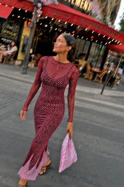 Burgundy Deer Print Mesh Top | Never Fully Dressed Exclusive