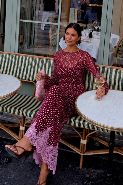 Burgundy Deer Print Mesh Top | Never Fully Dressed Exclusive