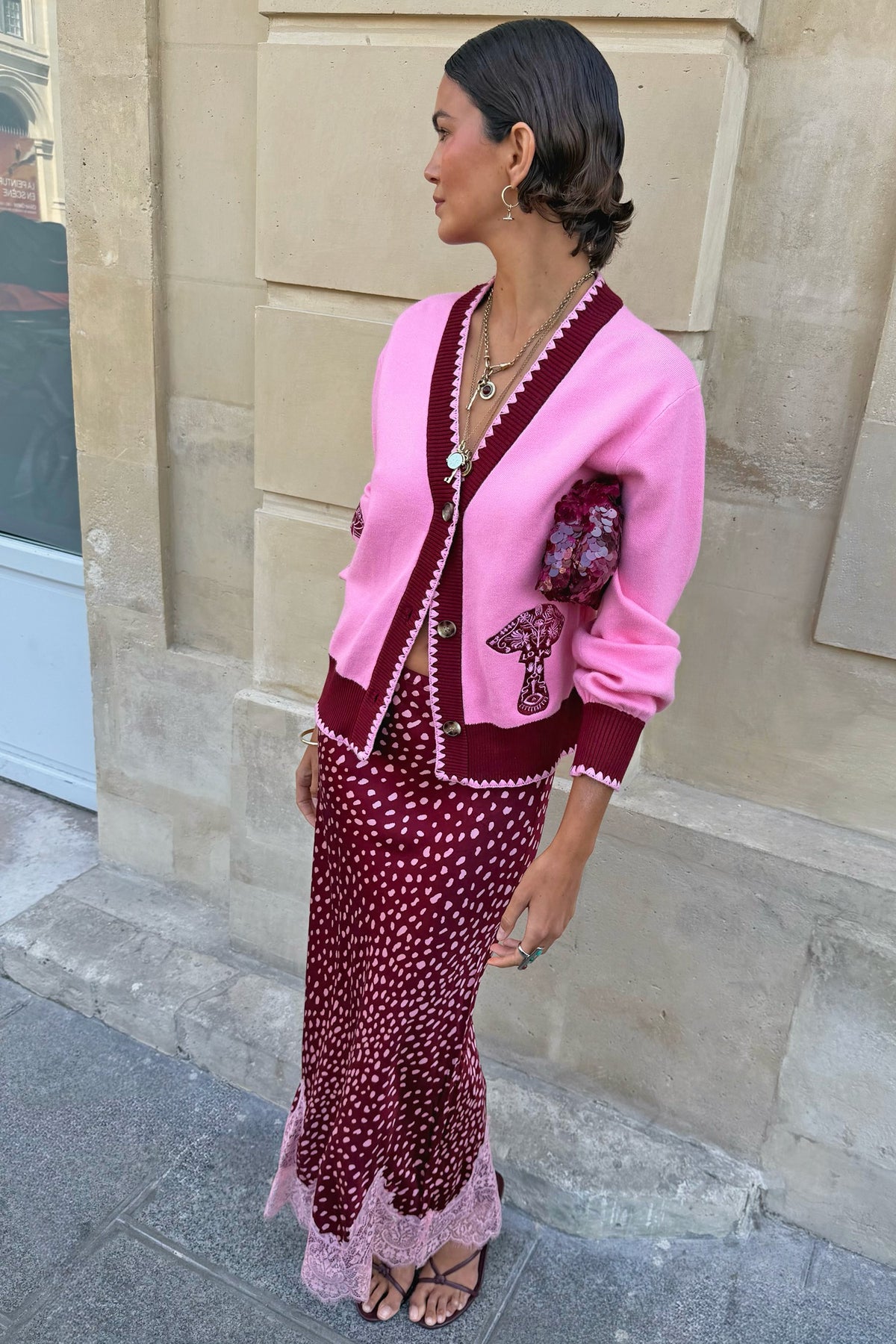 Burgundy Deer Midi Maeva Skirt | Never Fully Dressed Classic
