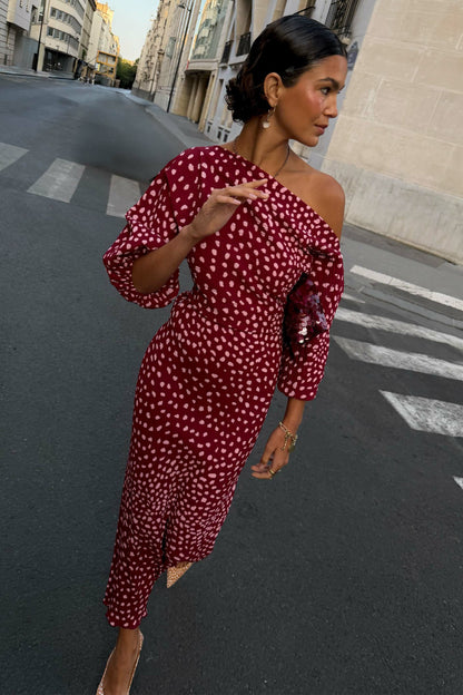 Burgundy Deer Tilly Dress - Wedding Guest | Never Fully Dressed Discount
