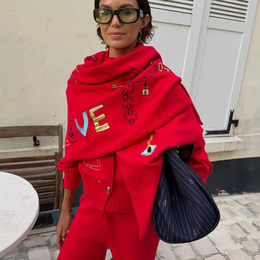 Red Amore Large Knit Scarf | Never Fully Dressed Quality