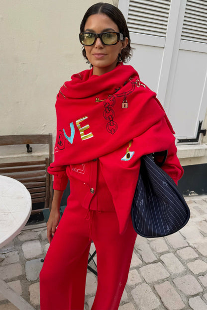Red Amore Large Knit Scarf | Never Fully Dressed Quality