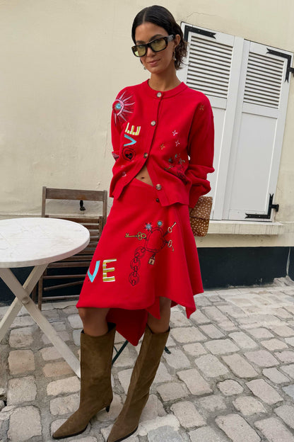 Red Amore Large Knit Scarf | Never Fully Dressed Quality