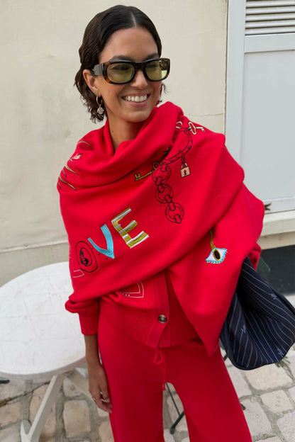 Red Amore Large Knit Scarf | Never Fully Dressed Quality
