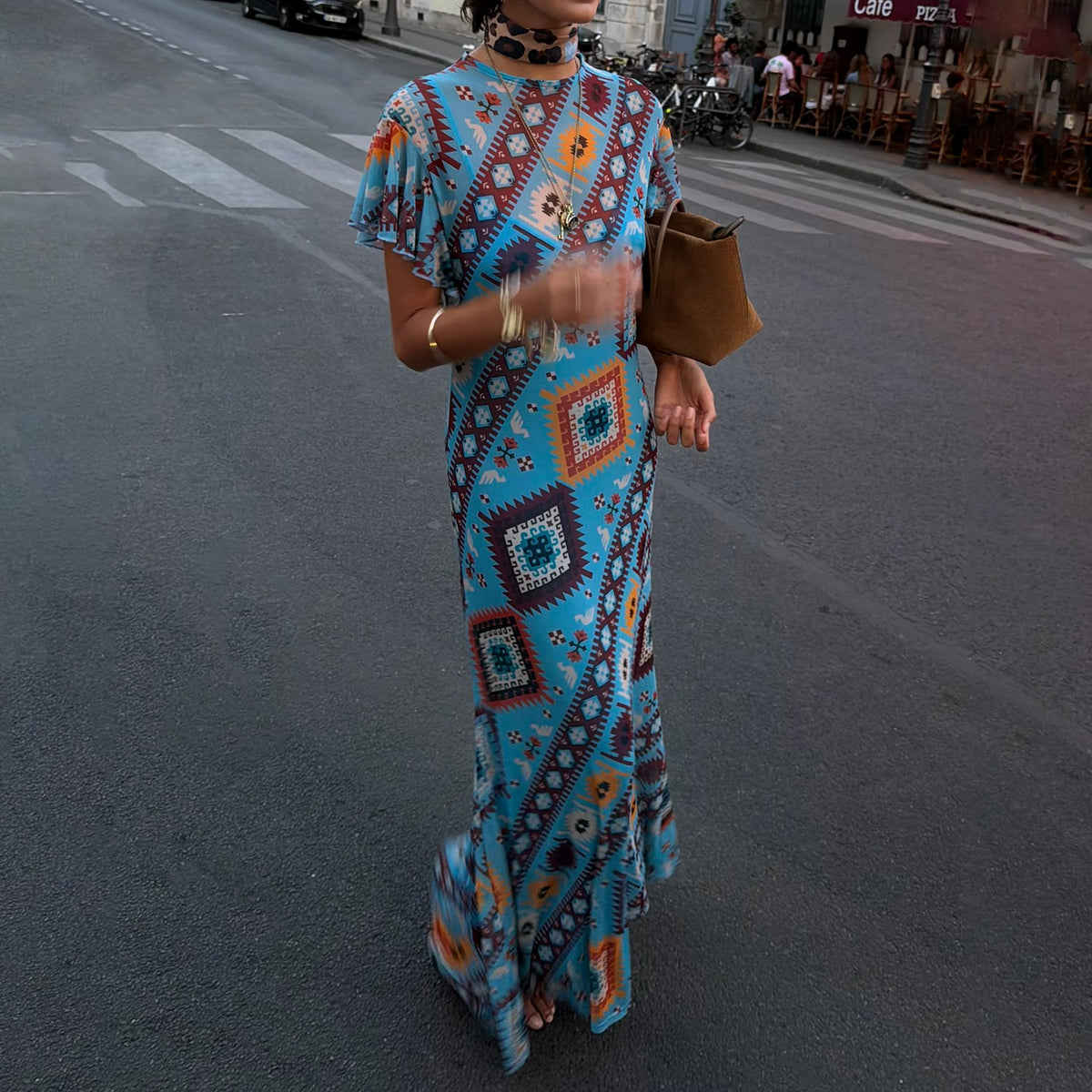Blue Multi Print Mesh Dress | Never Fully Dressed Trusted