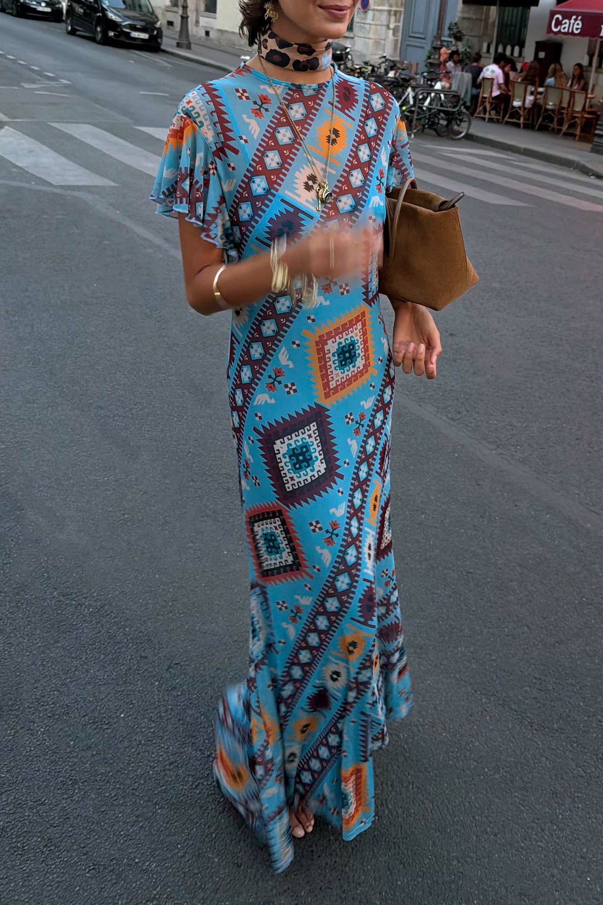 Blue Multi Print Mesh Dress | Never Fully Dressed Trusted