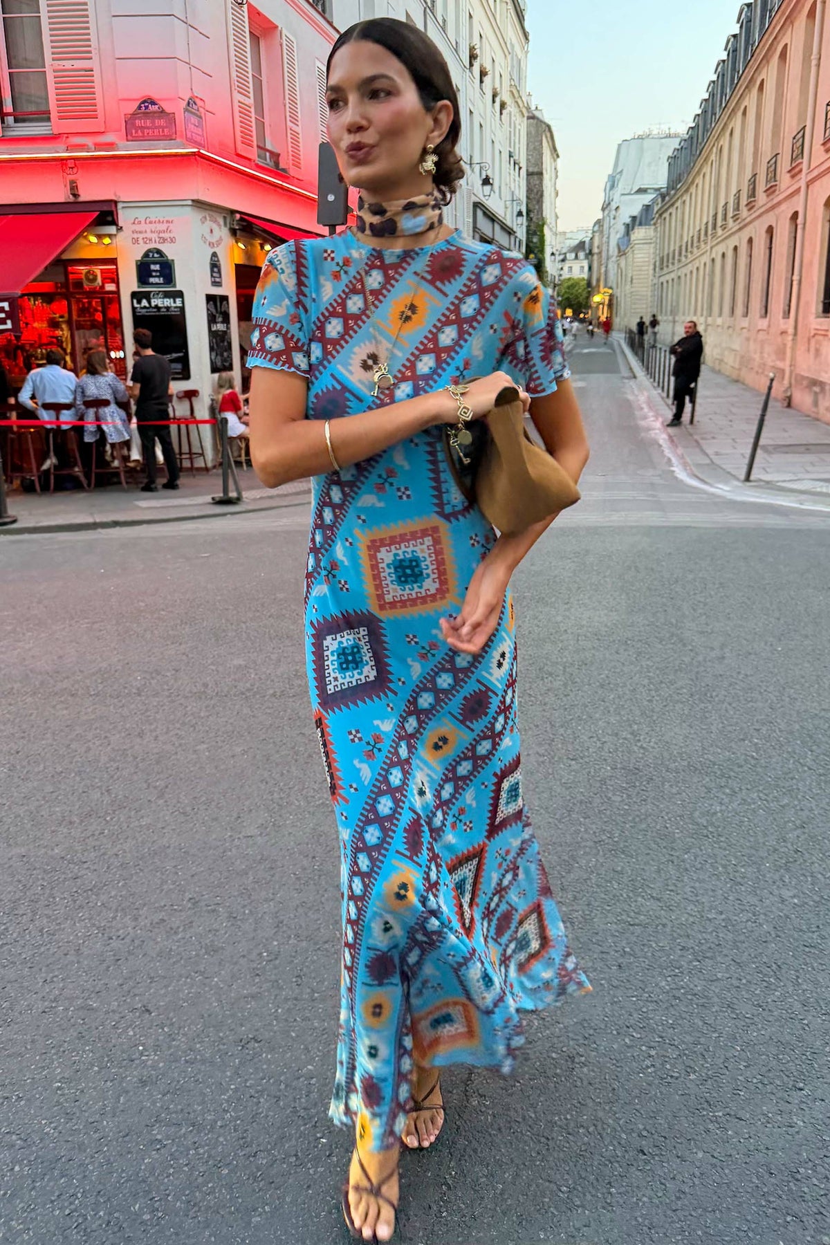 Blue Multi Print Mesh Dress | Never Fully Dressed Trusted