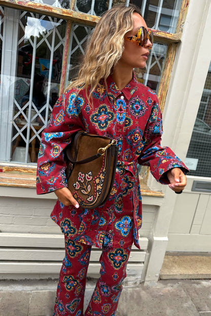 Red Tile Print Denim Shacket | Never Fully Dressed Hot Sale