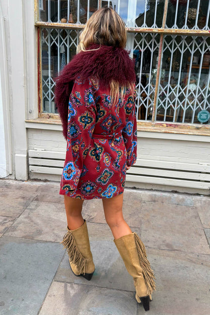 Red Tile Print Denim Shacket | Never Fully Dressed Hot Sale