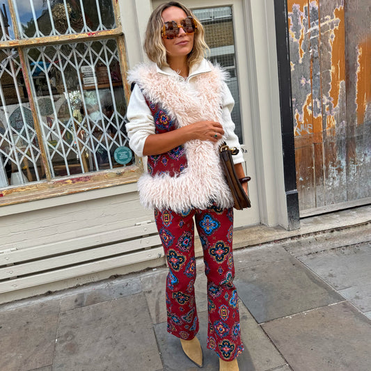 Red Tile Flared Jeans | Never Fully Dressed Deals