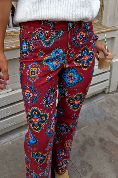 Red Tile Flared Jeans | Never Fully Dressed Deals