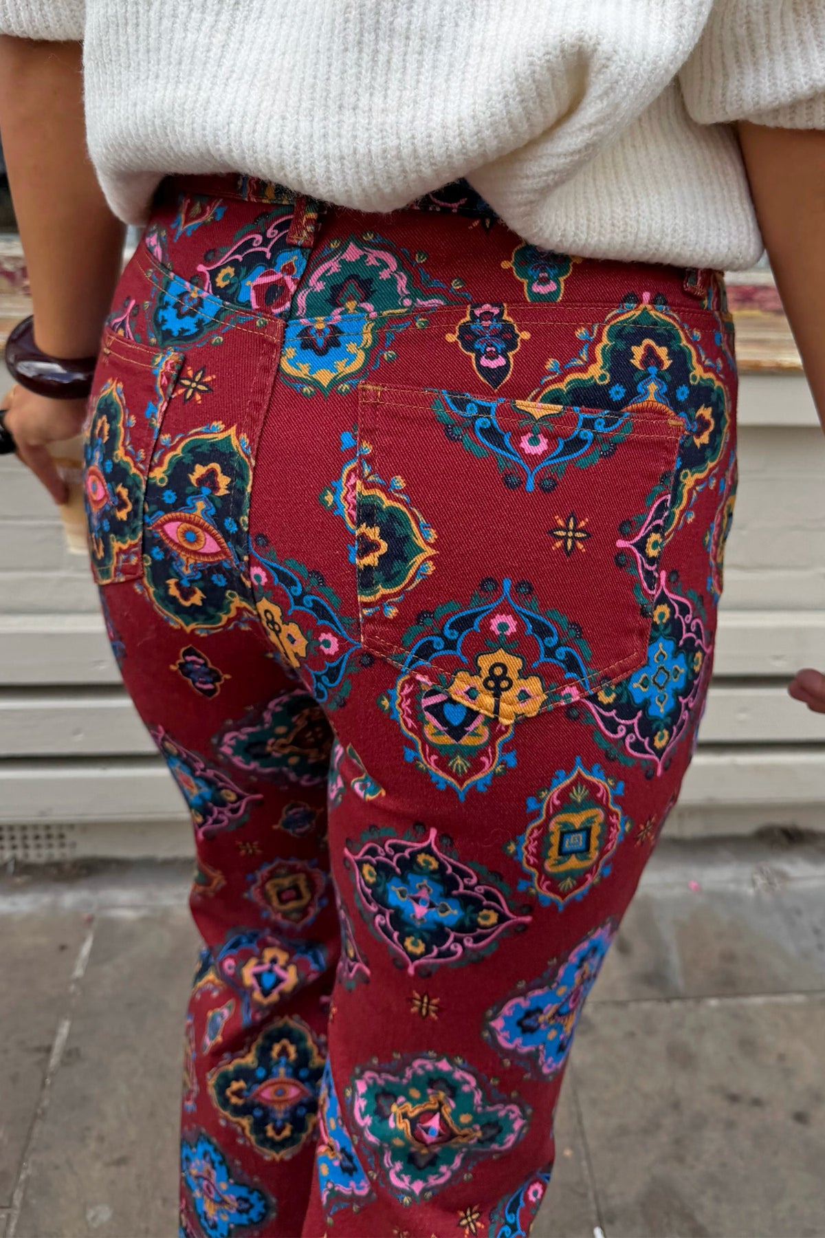 Red Tile Flared Jeans | Never Fully Dressed Deals