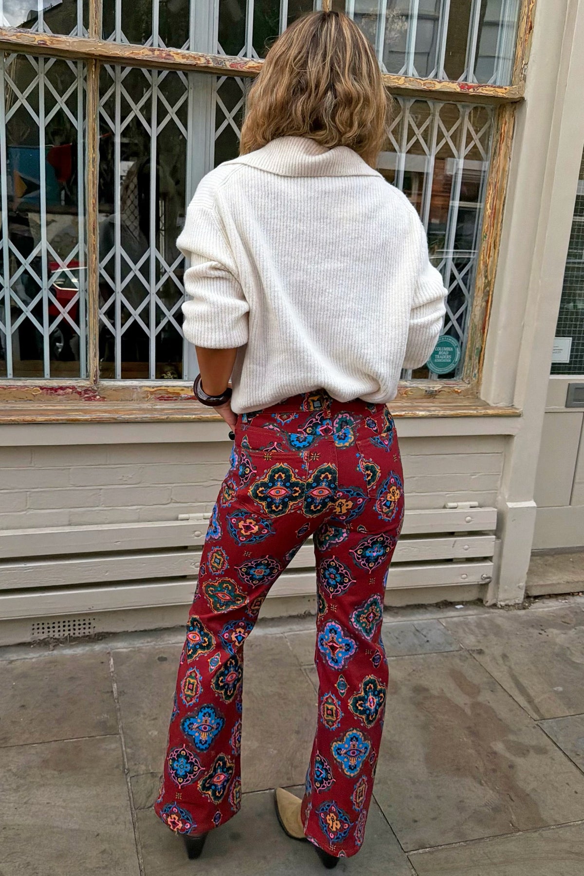 Red Tile Flared Jeans | Never Fully Dressed Deals