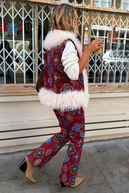 Red Tile Faux Fur Gilet | Never Fully Dressed Best Price