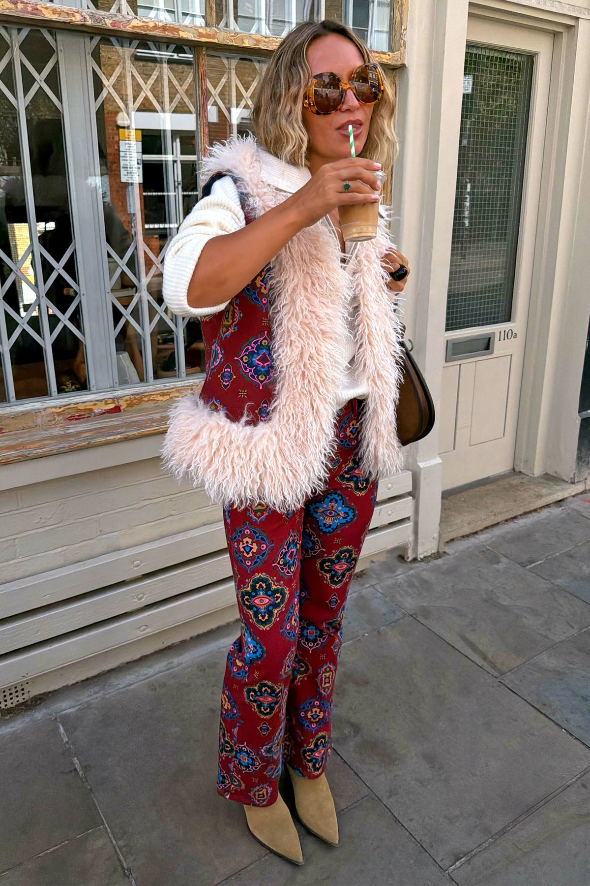 Red Tile Faux Fur Gilet | Never Fully Dressed Best Price
