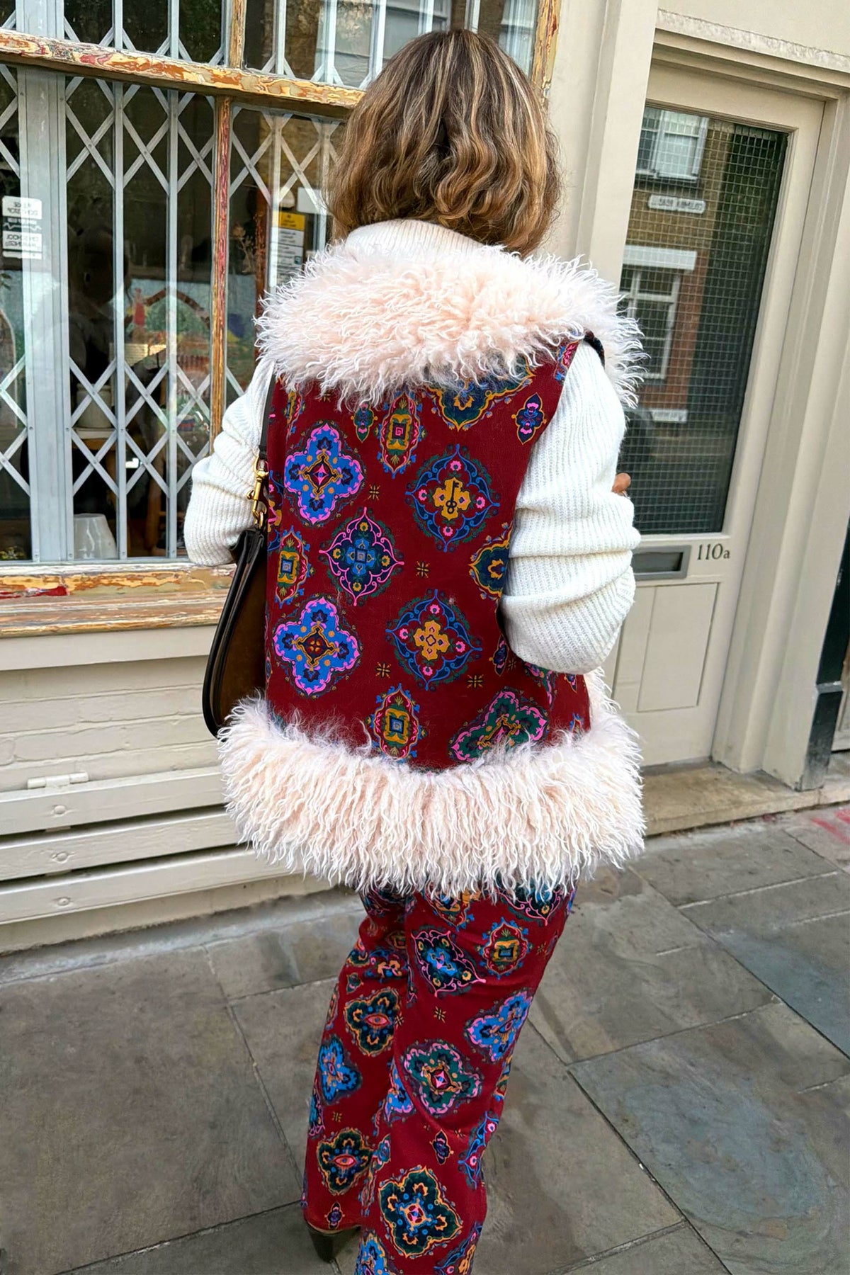 Red Tile Faux Fur Gilet | Never Fully Dressed Best Price
