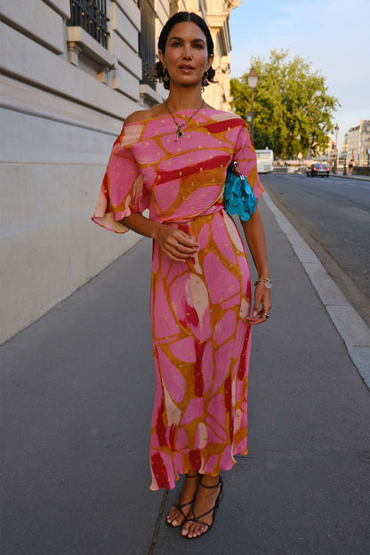 Pink & Olive Abstract Tilly Dress | Never Fully Dressed Signature