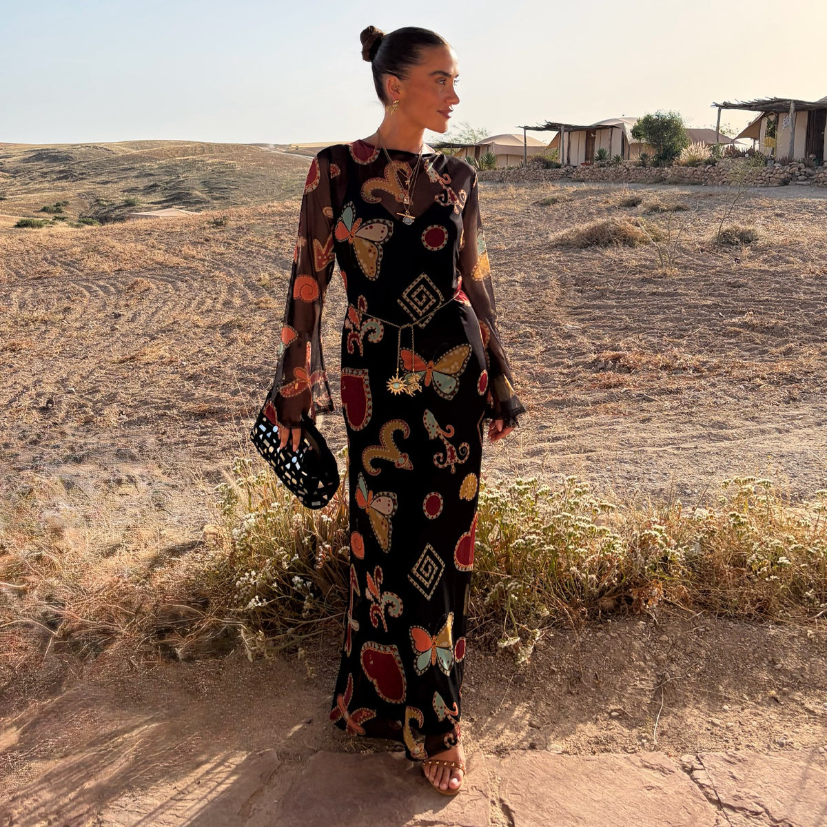 Black Astra Soho Mesh Maxi Dress | Never Fully Dressed Best Seller