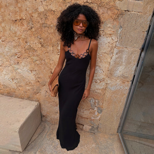 Black Sapna Dress with Ring Detail | Never Fully Dressed Smart Buy