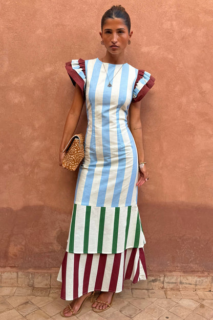 Blue Stripe Alena Midi Dress | Never Fully Dressed Trending