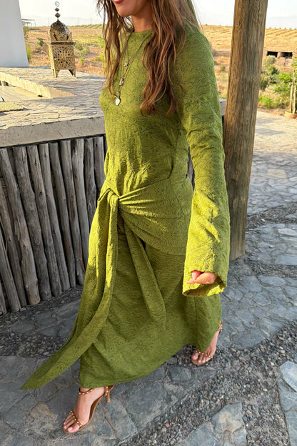 Green Lace Tie Dress with Head Scarf | Never Fully Dressed Sale