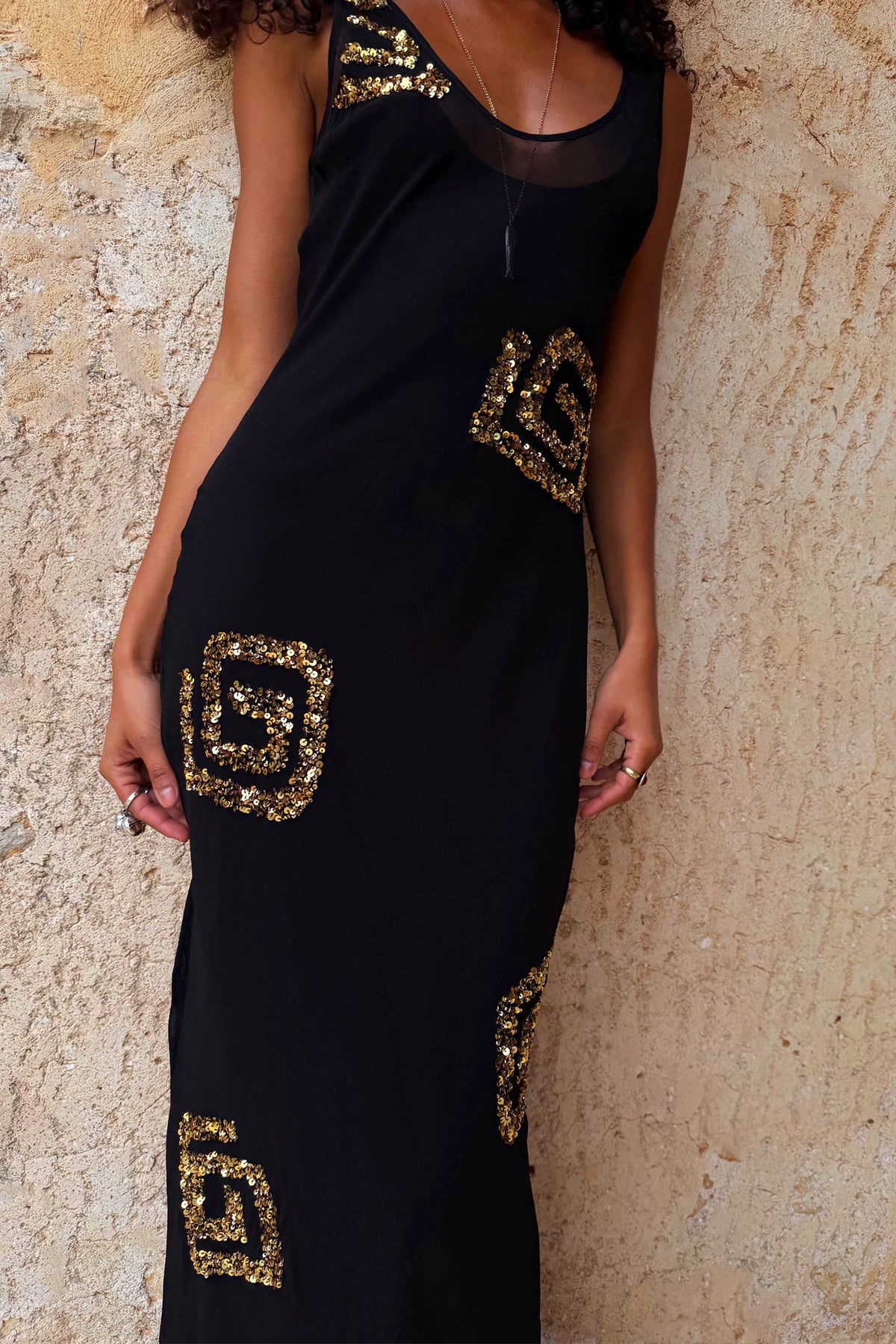 Black & Gold Simona Dress | Never Fully Dressed Deals