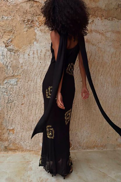 Black & Gold Simona Dress | Never Fully Dressed Deals