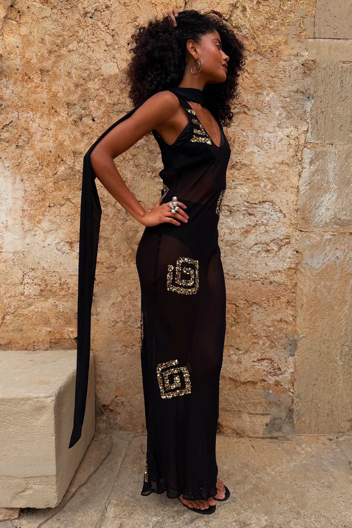Black & Gold Simona Dress | Never Fully Dressed Deals