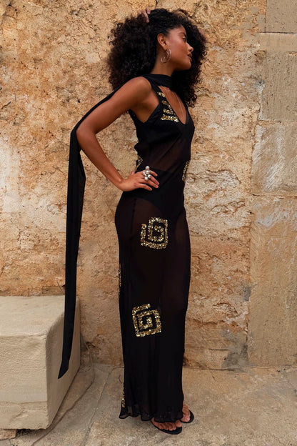 Black & Gold Simona Dress | Never Fully Dressed Deals