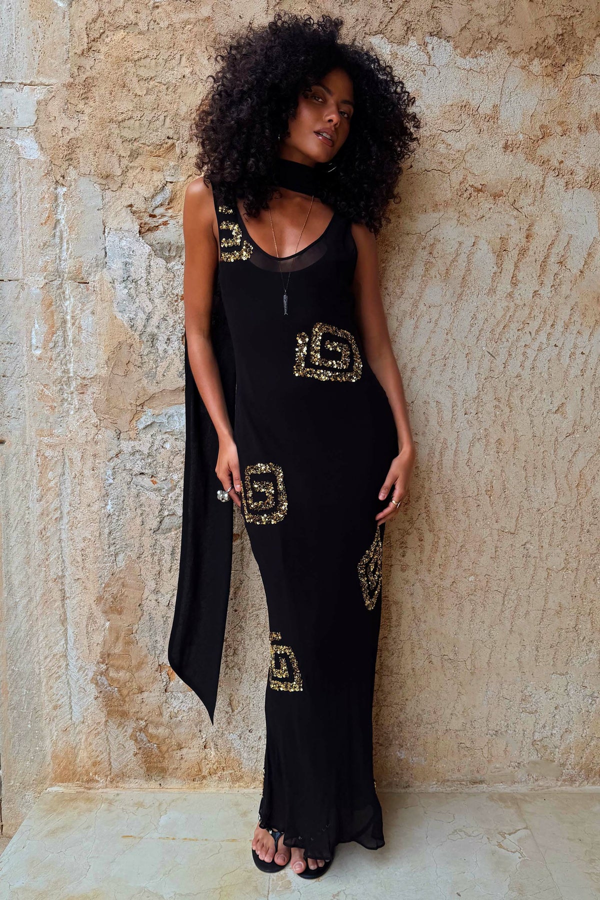 Black & Gold Simona Dress | Never Fully Dressed Deals