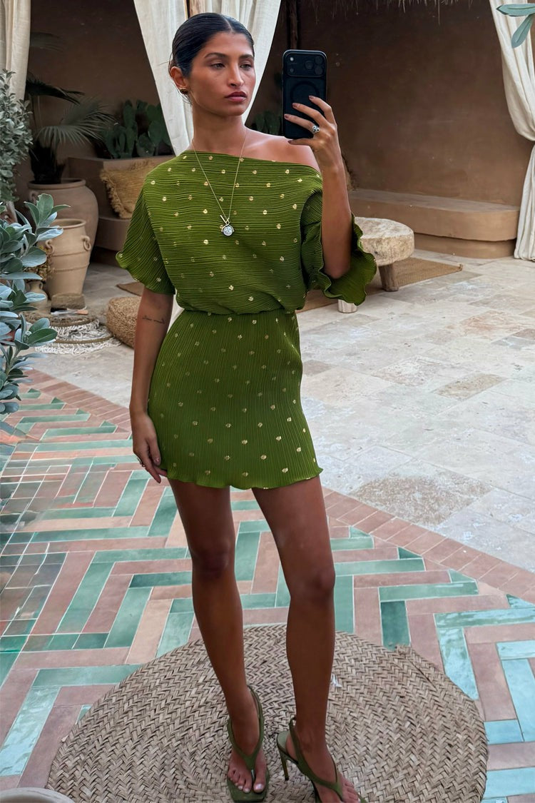 Khaki Mini Plisse Tilly Dress | Never Fully Dressed Best Price