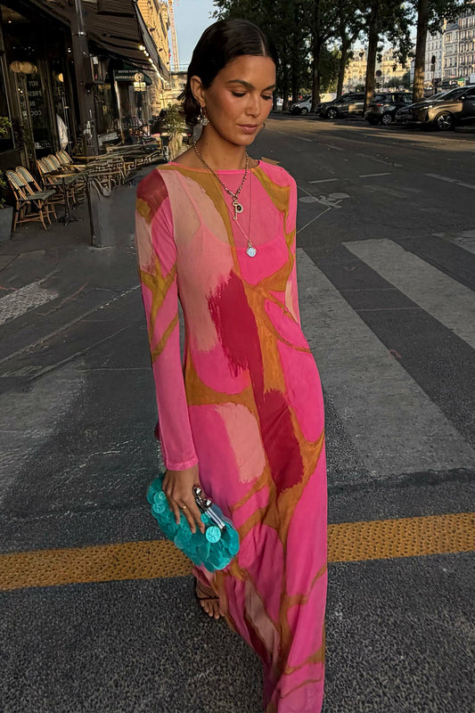 Pink & Olive Abstract Aria Dress | Never Fully Dressed Recommended