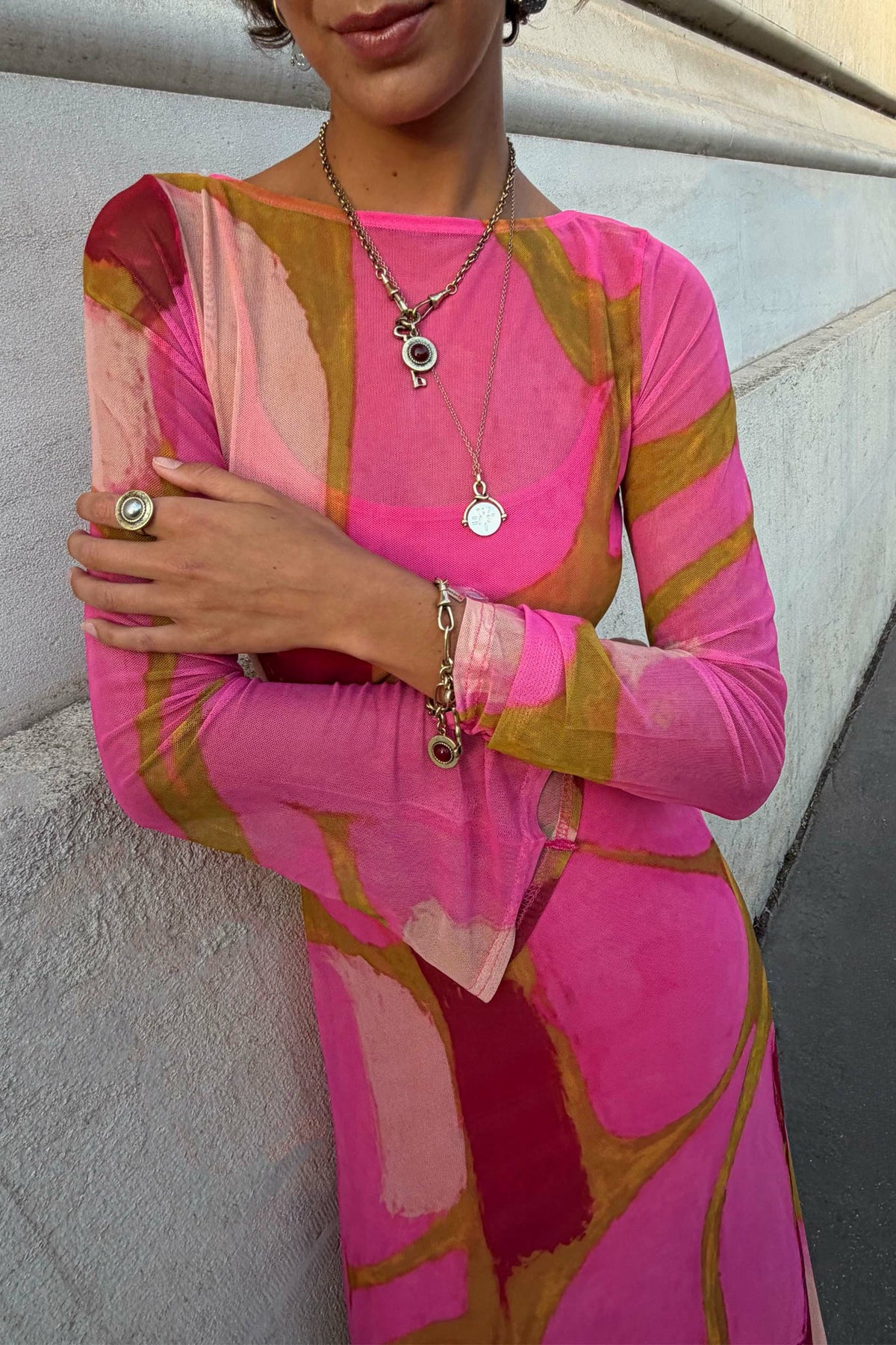 Pink & Olive Abstract Aria Dress | Never Fully Dressed Recommended