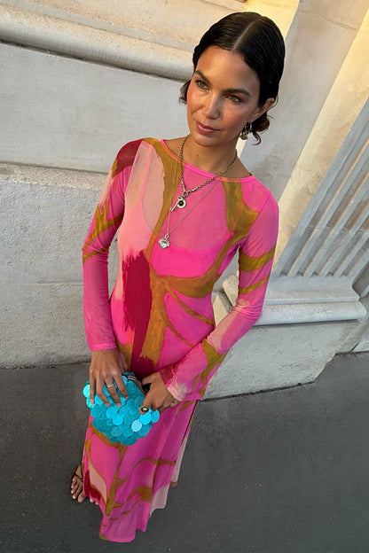 Pink & Olive Abstract Aria Dress | Never Fully Dressed Recommended