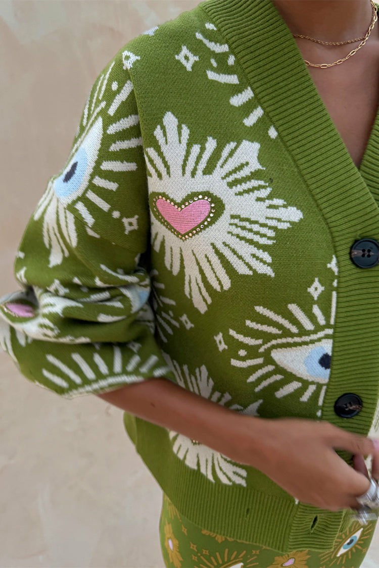 Khaki Eye Cardigan - Knitwear - Never Fully Dressed | Never Fully Dressed Value