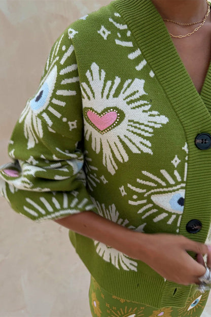 Khaki Eye Cardigan - Knitwear - Never Fully Dressed | Never Fully Dressed Value