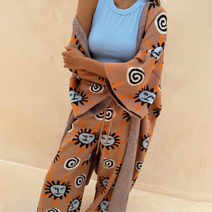Tan Sun Cardigan with Sun Motifs | Never Fully Dressed Discount