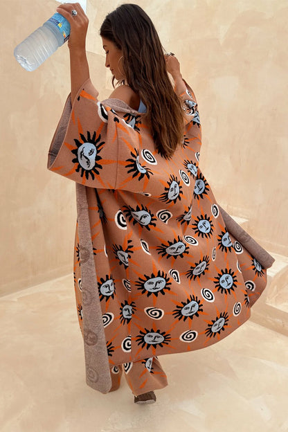 Tan Sun Cardigan with Sun Motifs | Never Fully Dressed Discount