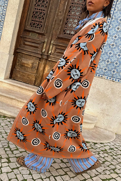 Tan Sun Cardigan with Sun Motifs | Never Fully Dressed Discount