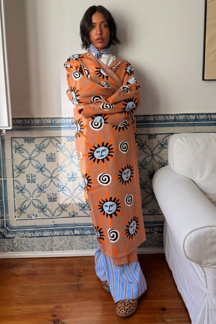 Tan Sun Cardigan with Sun Motifs | Never Fully Dressed Discount