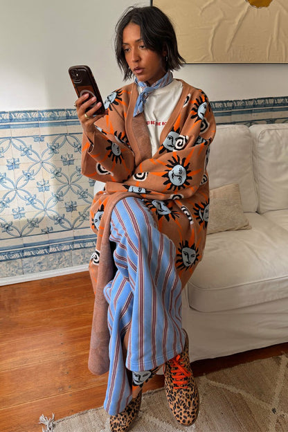 Tan Sun Cardigan with Sun Motifs | Never Fully Dressed Discount