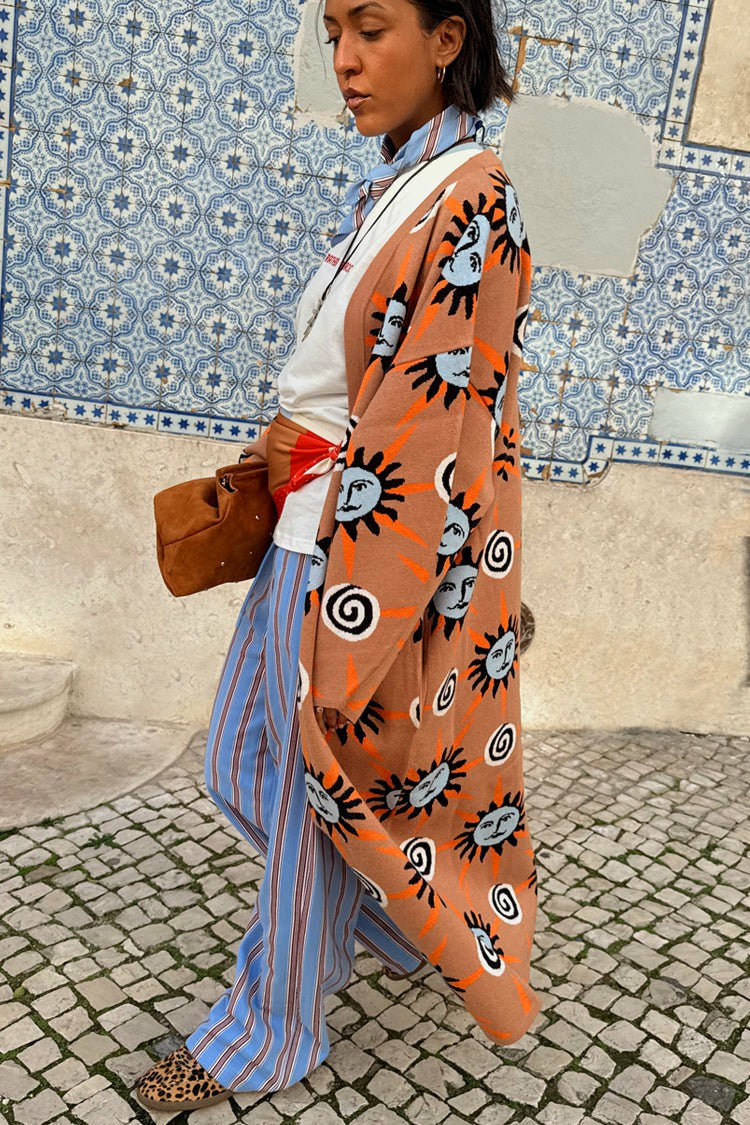 Tan Sun Cardigan with Sun Motifs | Never Fully Dressed Discount