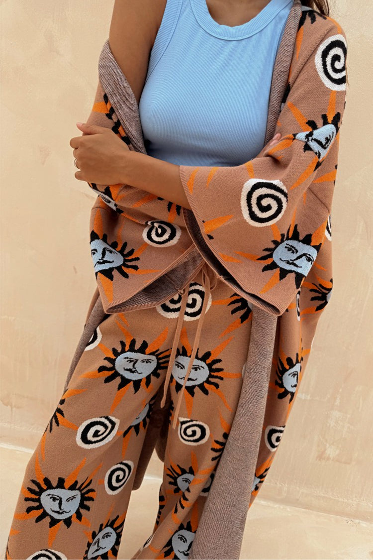 Tan Sun Cardigan with Sun Motifs | Never Fully Dressed Discount