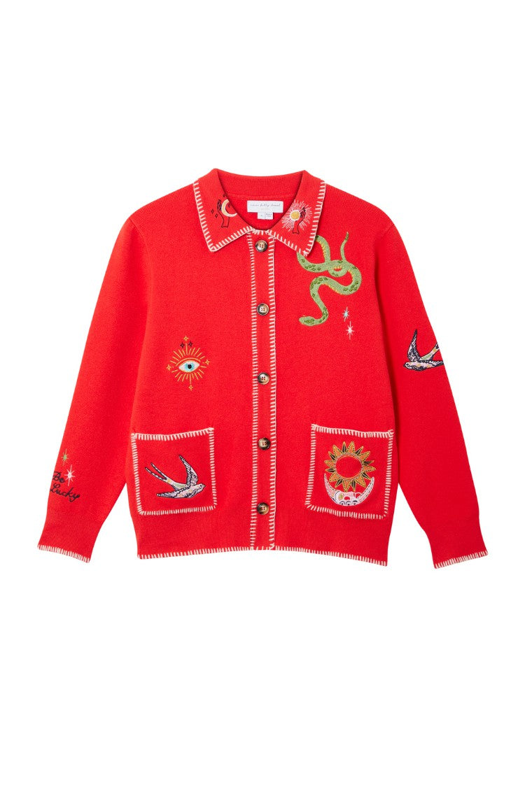 Red Mystical Cardigan with Collar | Never Fully Dressed Special Offer