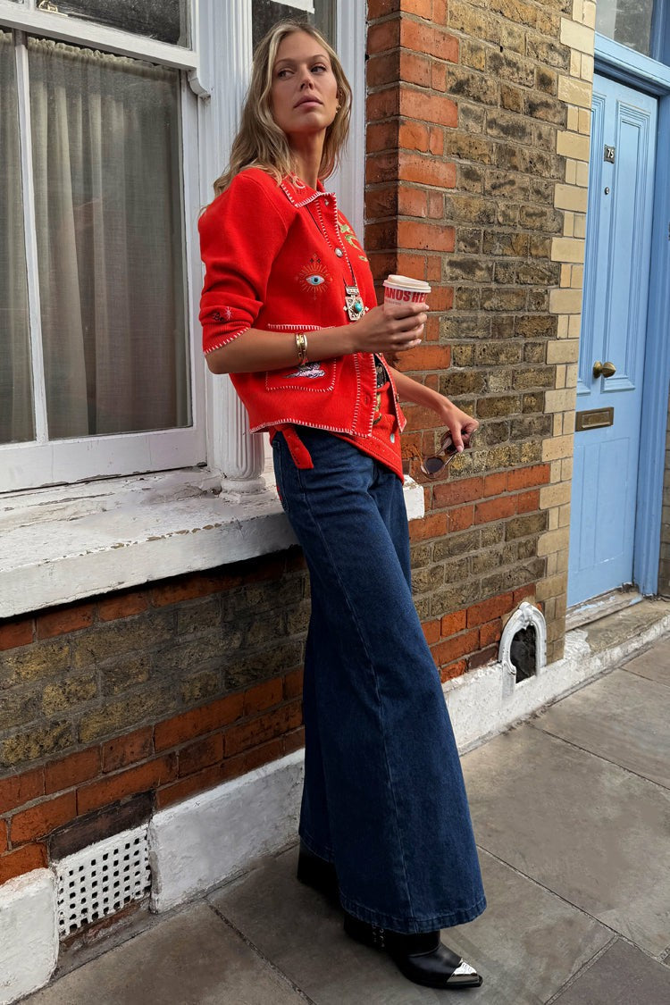 Red Mystical Cardigan with Collar | Never Fully Dressed Special Offer