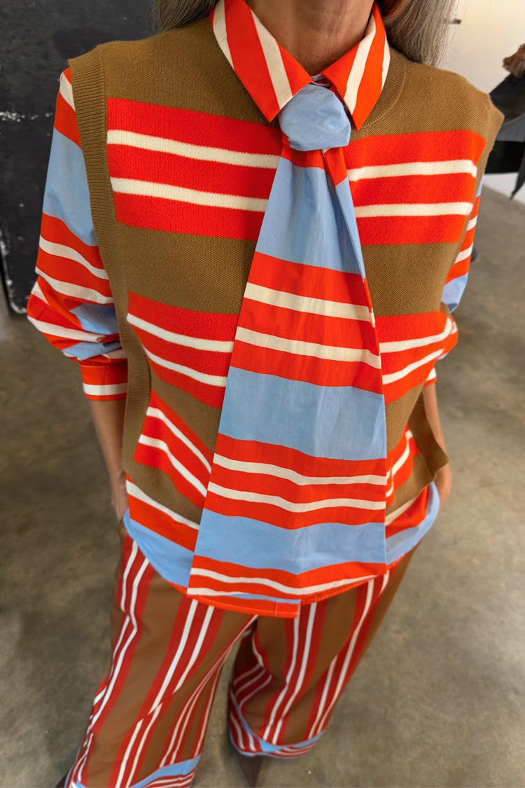 Multi Stripe Tank Top Tan & Red | Never Fully Dressed Exclusive