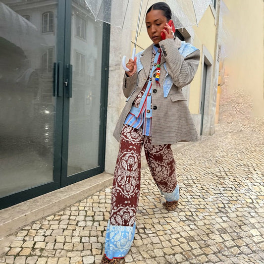 Chocolate Bandana Wide Leg Trousers | Never Fully Dressed Everyday